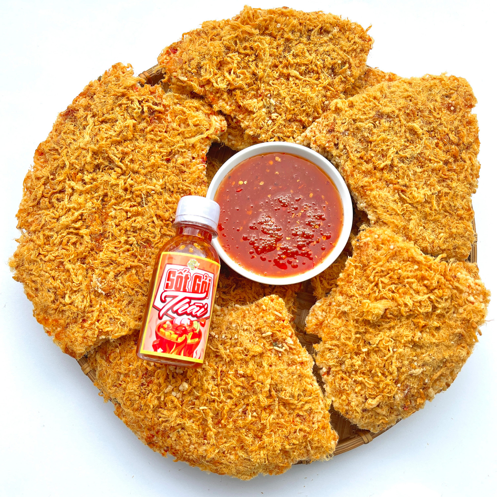 500gr cơm cháy chà bông + 500gr cơm cháy mắm hành - siêu ngon giòn rụm - kèm chai sốt gỏi thái 120ml