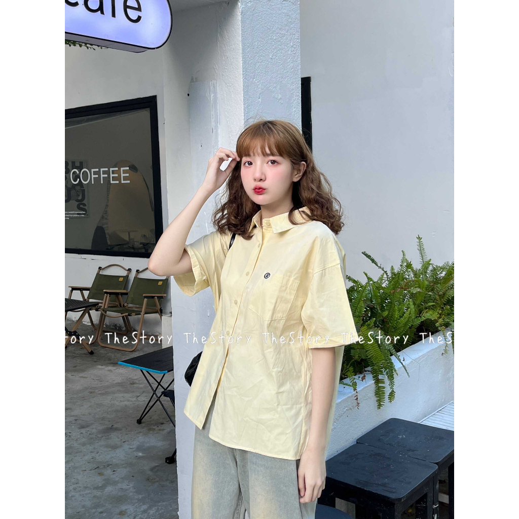 Áo sơ mi tay ngắn có thêu chữ  A3126