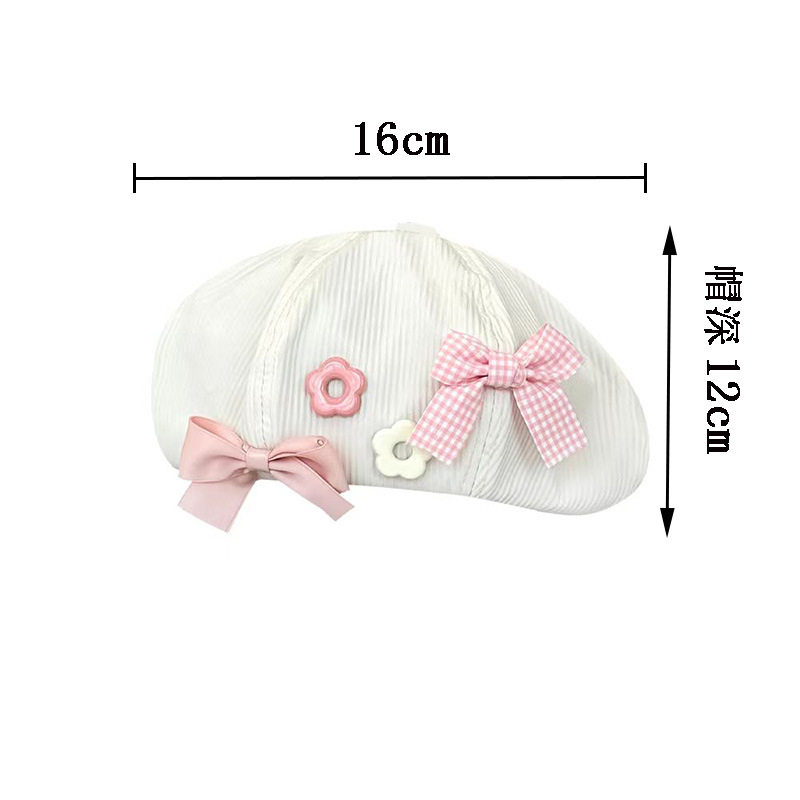 Mũ Beret thoáng khí Đính nơ hoa ngọt ngào thời trang phong cách Hàn Quốc, Hayna Hats M74