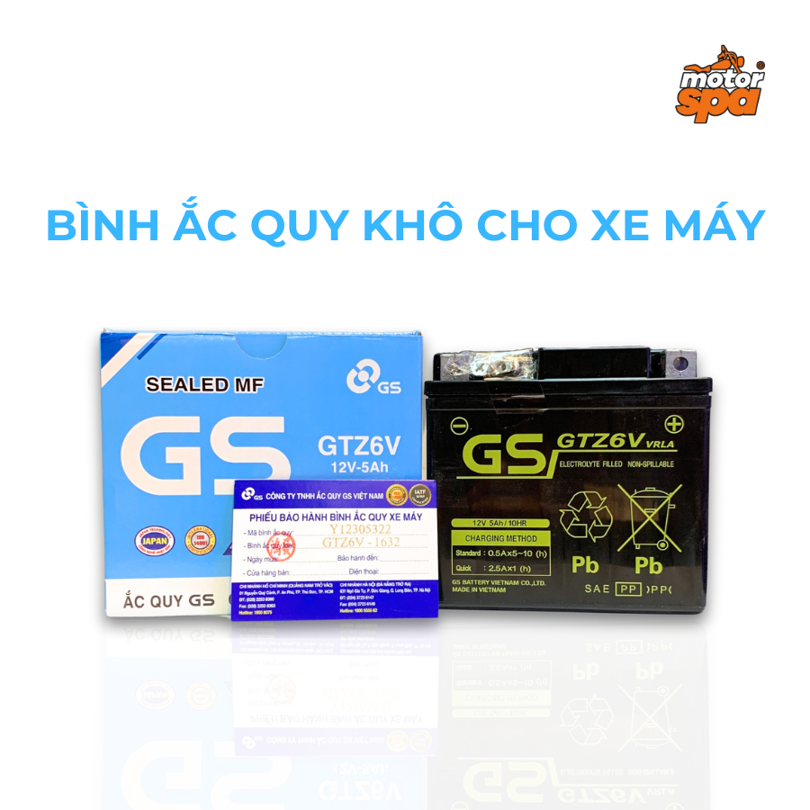 Bình ắc quy khô GS GTZ6V dành cho nhiều dòng xe