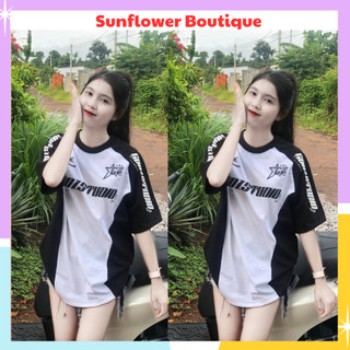 Áo thun rộng cổ tròn hottrend, áo thun tay lỡ chất cotton xinh xắn