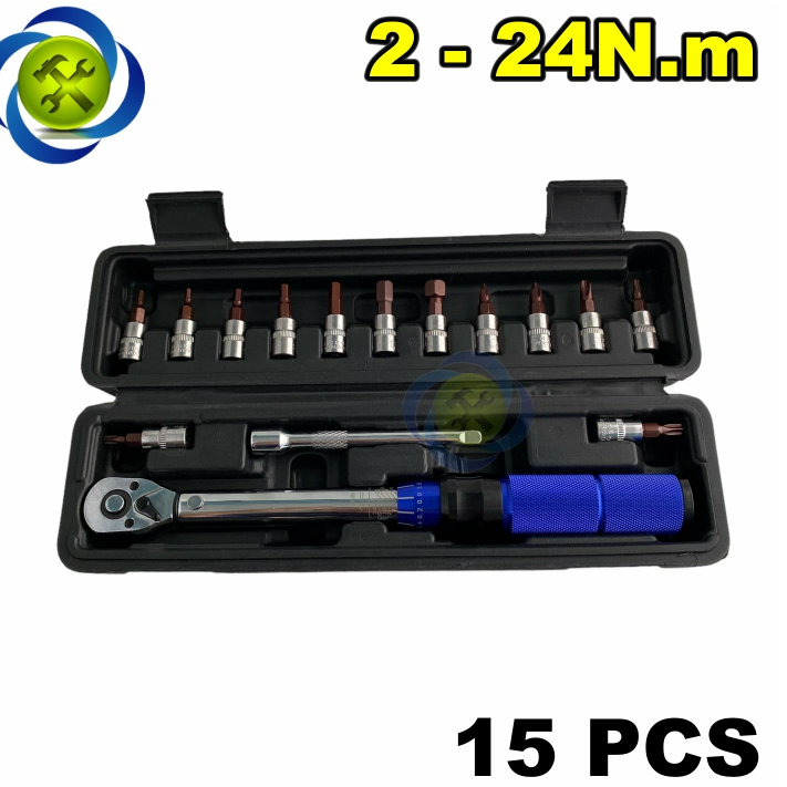 Cần siết lực 1/4 lực siết 2-24Nm có 15 chi tiết hộp nhựa