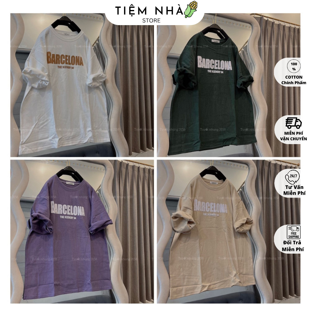 Áo Thun Form Rộng Nam Nữ Unisex 3158 Cotton Khô BARCELONA