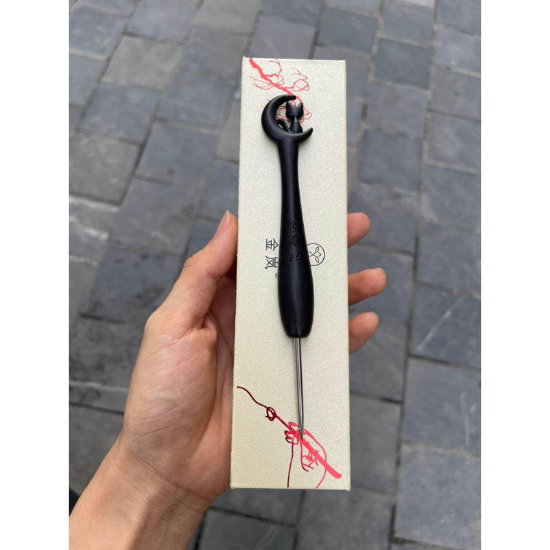 Que Móc Jin Lan, Kim Móc Len Thượng Hải Gỗ Mun Chạm Khắc Hình Mèo Mặt Trăng, Kim Móc Kinlan Siêu Mướt