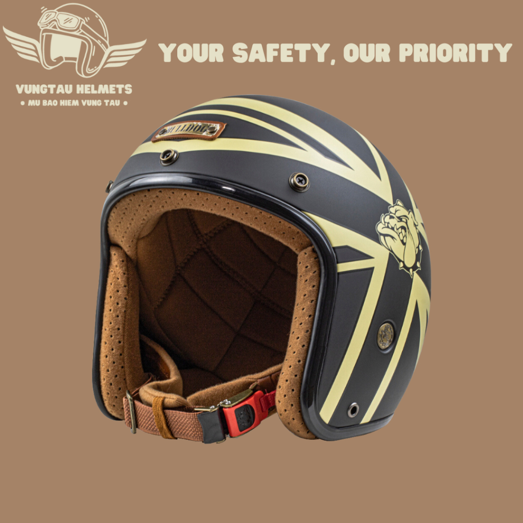 [Tặng khóa chống trộm] Mũ bảo hiểm 3/4 Bulldog 4U (Bảo hành 3 năm) - VungTau Helmets - Mũ bảo hiểm chính hãng Vũng Tàu