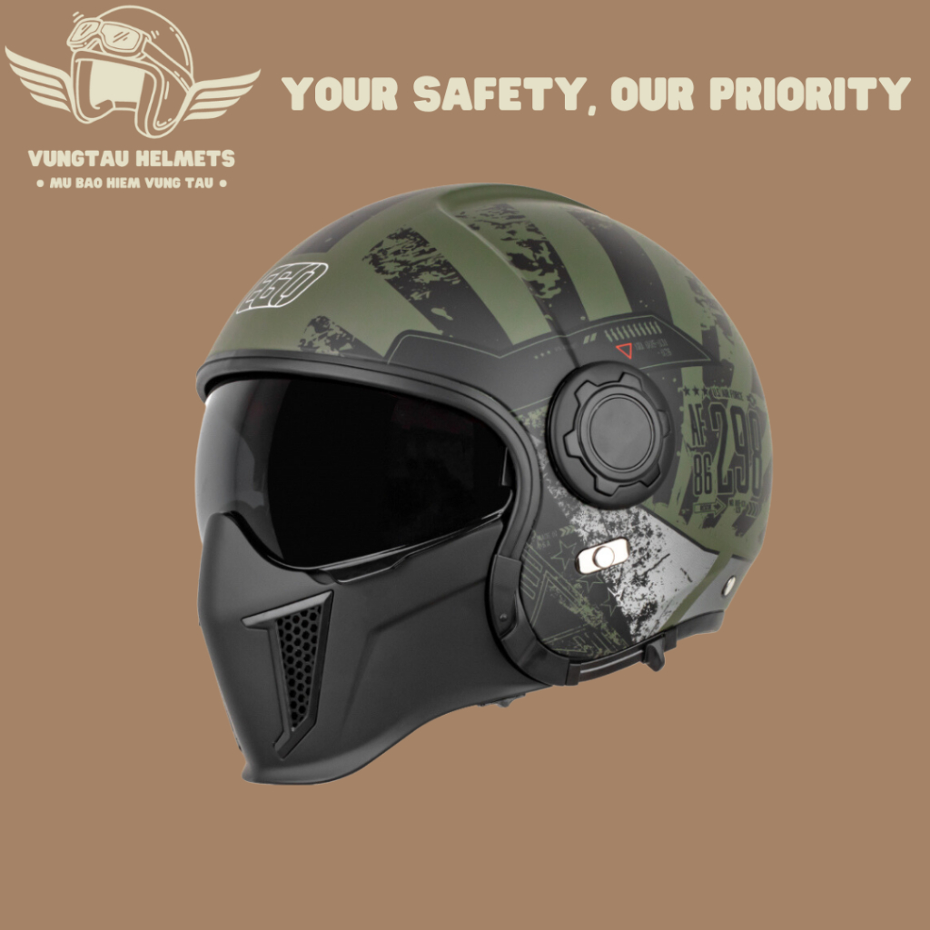 Nón bảo hiểm Fullface tháo hàm 2 kính EGO E5 - New version 2023 - VungTau Helmets - Nón bảo hiểm chính hãng Vũng Tàu