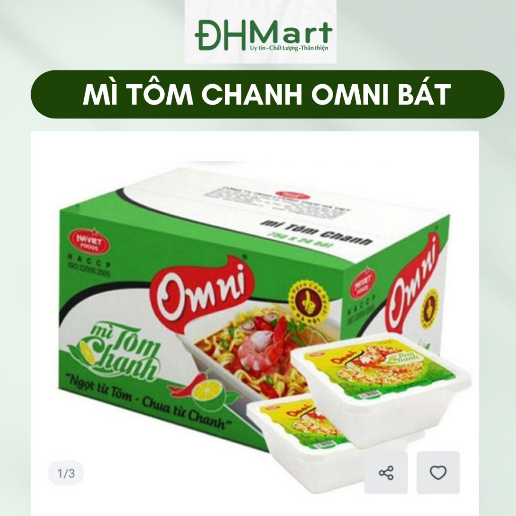 Thùng 24 bát mì tôm Omini Chanh bát 75g ăn liền tiện lợi