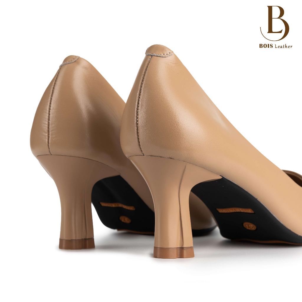 Giày nữ Bois Leather DA THẬT cao cấp mũi trơn gót 5 cm