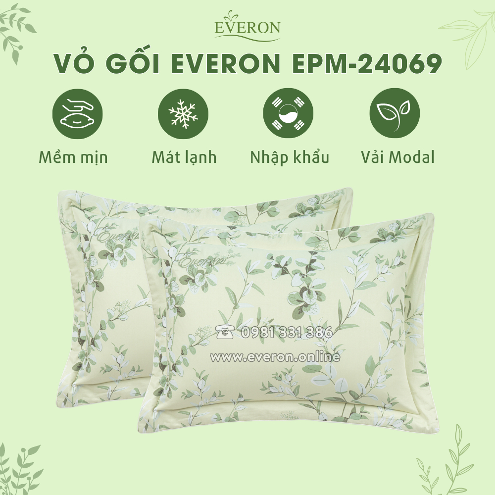 Vỏ gối Everon EPM24069 vải Modal 45*65 màu hoa xanh