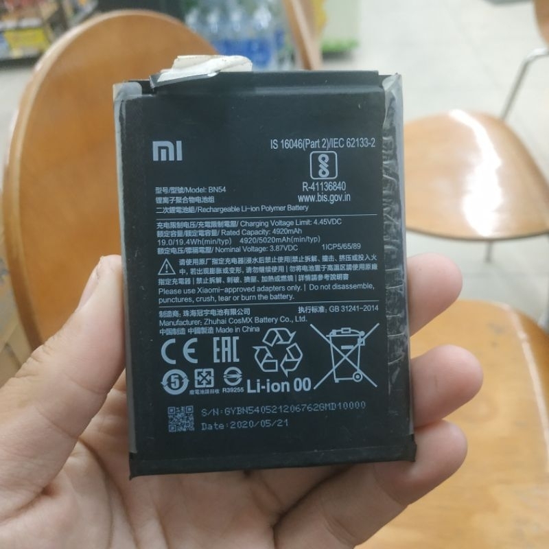 Pin zin bóc máy Xiaomi BN54 / Redmi Note 9 / Redmi 10X / Redmi 9 / Redmi Note9 / Redmi9