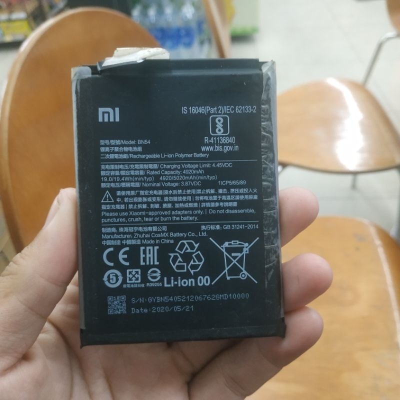 Pin zin bóc máy Xiaomi BN54 / Redmi Note 9 / Redmi 10X / Redmi 9 / Redmi Note9 / Redmi9
