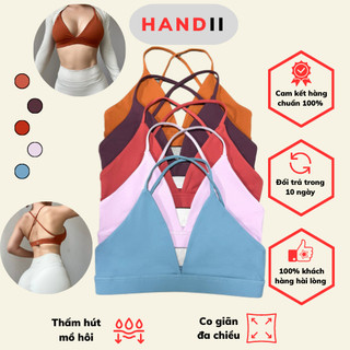 Áo Bra tập gym nữ Tomtiger V hàng cao cấp co giãn,ôm sát vòng 1 có mút dày đẩy "HANDII"