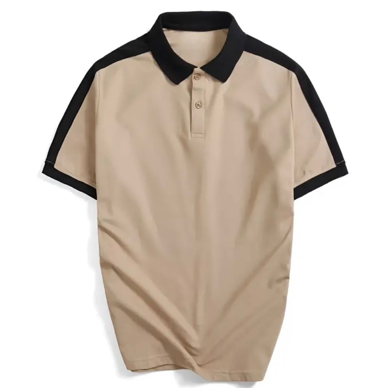 Áo Polo phối cầu vai nam nữ chất liệu vải CVC cá sấu .