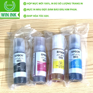 Mực in Epson 003 dùng cho máy in Epson L1110/ L1210/ L1250/L3110/L3150 đủ màu C/M/Y/BK(mới 100%,đảm bảo kim phun)
