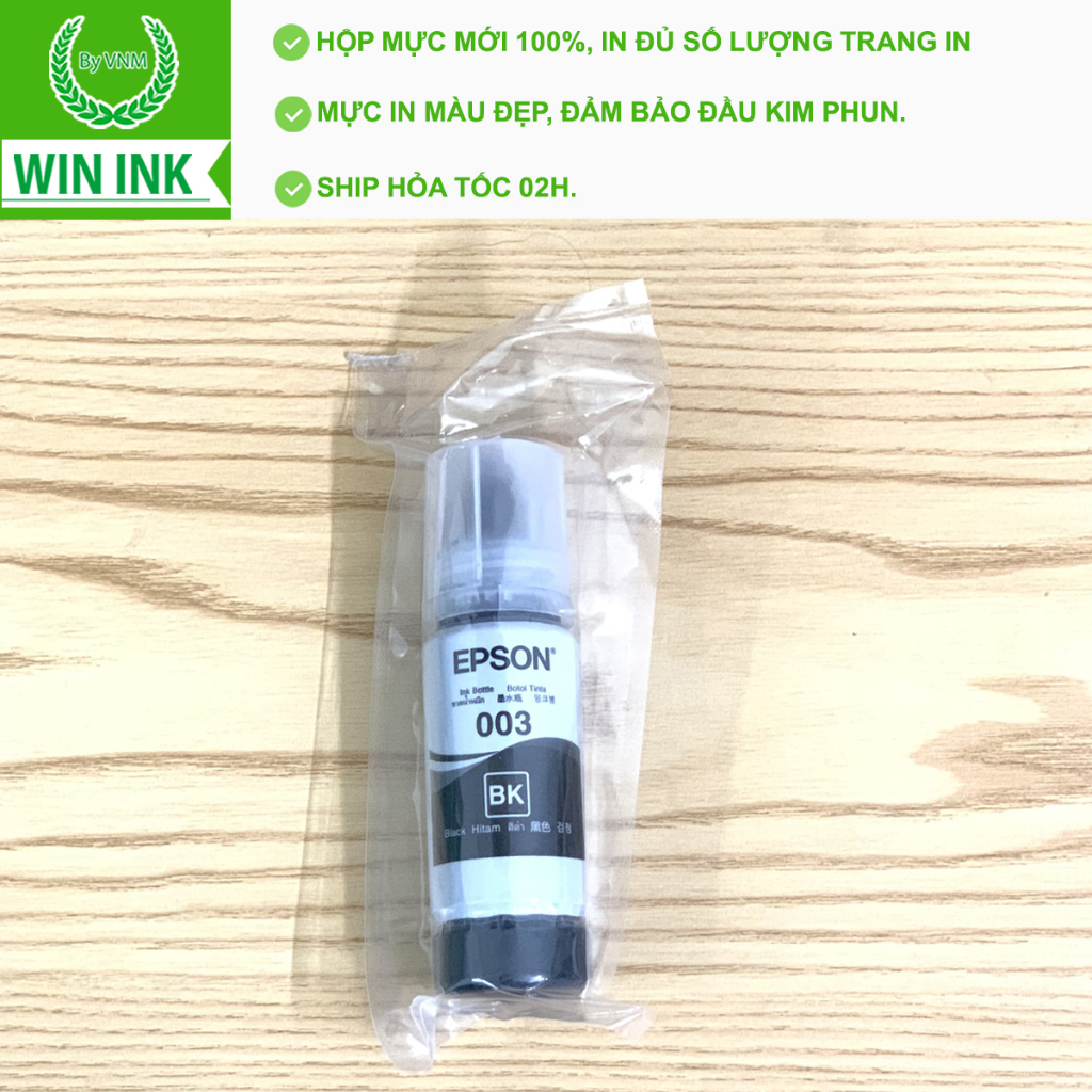 Mực in Epson 003 dùng cho máy in Epson L1110/ L1210/ L1250/L3110/L3150 đủ màu C/M/Y/BK