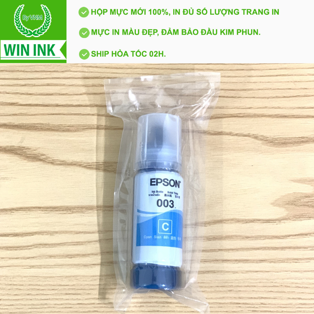 Mực in Epson 003 dùng cho máy in Epson L1110/ L1210/ L1250/L3110/L3150 đủ màu C/M/Y/BK