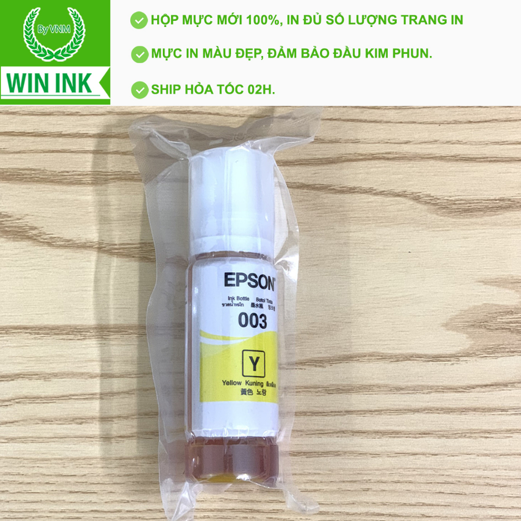 Mực in Epson 003 dùng cho máy in Epson L1110/ L1210/ L1250/L3110/L3150 đủ màu C/M/Y/BK