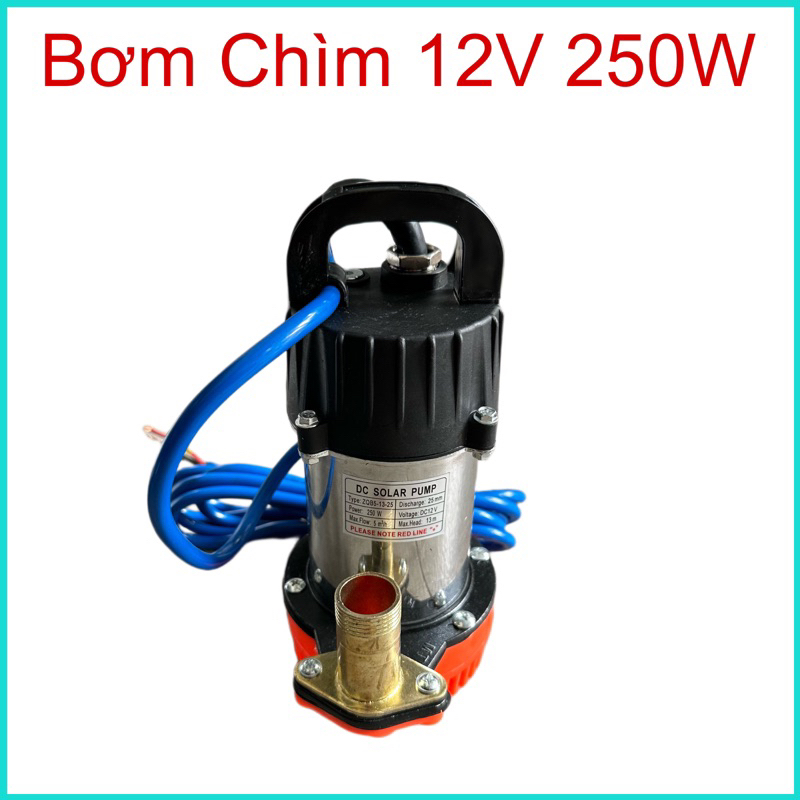 Máy Bơm Chìm 12V Công Suất 250W Cánh Bằng INOX