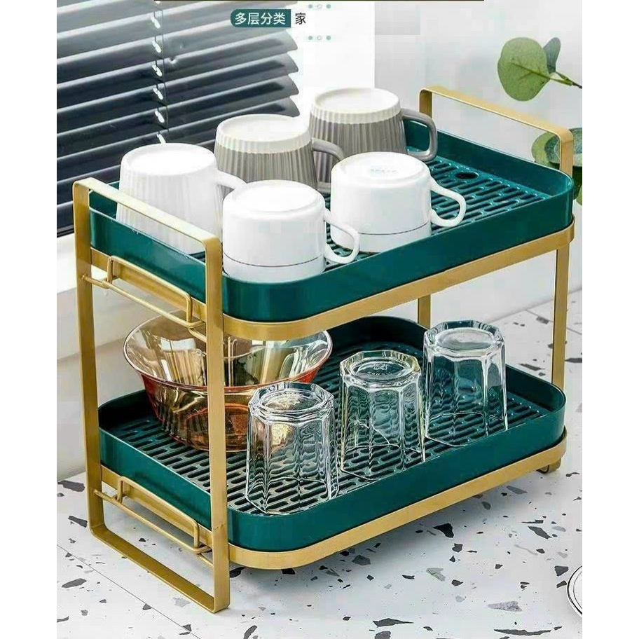 Giá úp cốc, giá úp để phơi khô cốc thủy tinh, khay thoát nước 2 lớp, đặt ấm đun nước, kệ để ấm trà ráo nước
