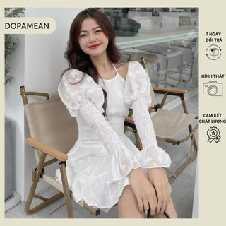 Đầm xoè cổ yếm tay bồng có thể tháo rời - DOPAMEAN