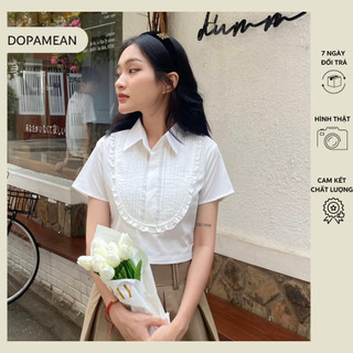 Áo trắng xếp li form croptop chất cotton  - DOPAMEAN