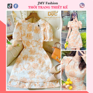 V3972 Váy hoa cam dáng A ngắn 2 tầng [Dolce Viva Colection (DVC)] váy đầm hoa nhí cam nữ tính