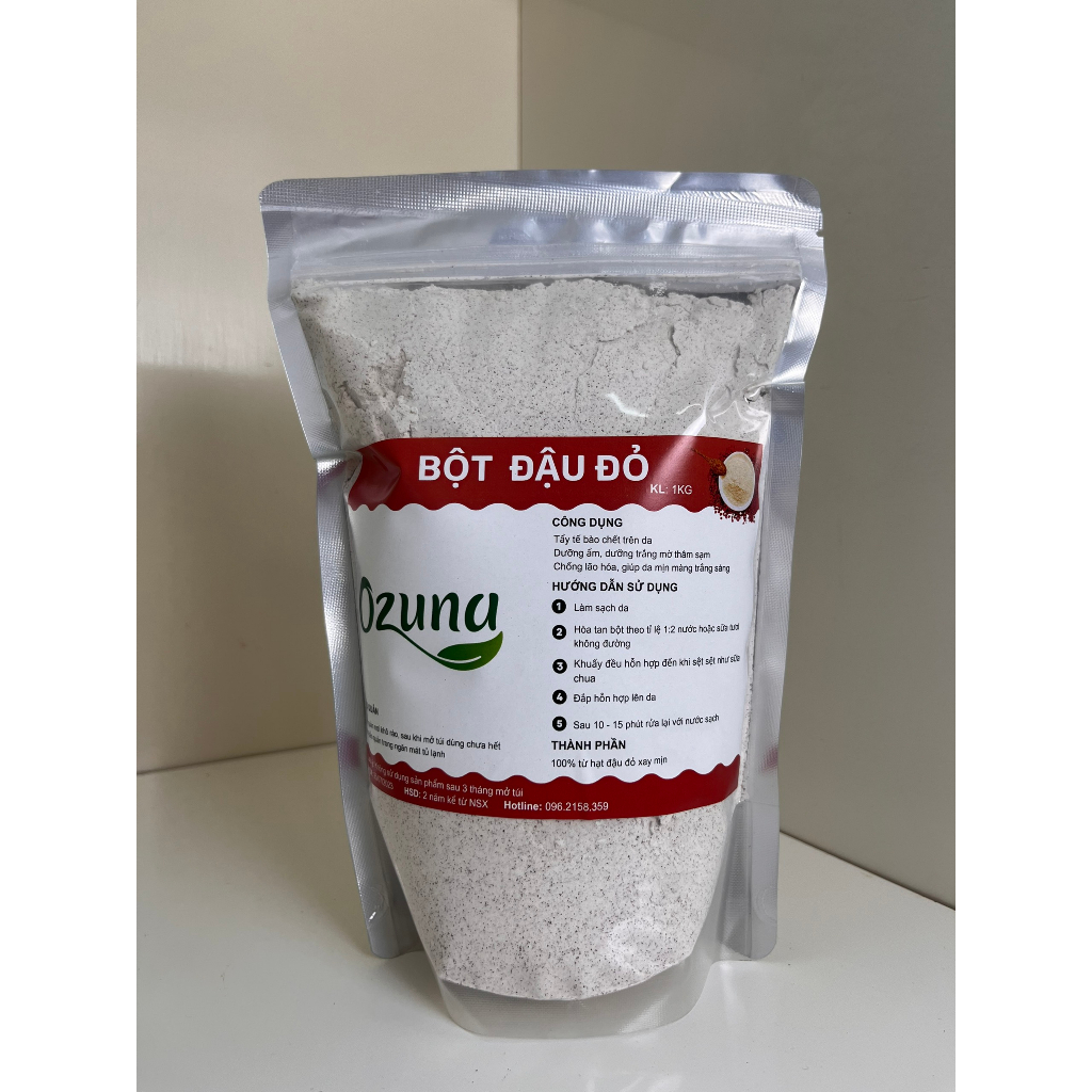 Bột đậu đỏ 1Kg nguyên chất xay mịn chăm sóc da mặt tẩy da chết dưỡng trắng body Ozuna Việt Nam