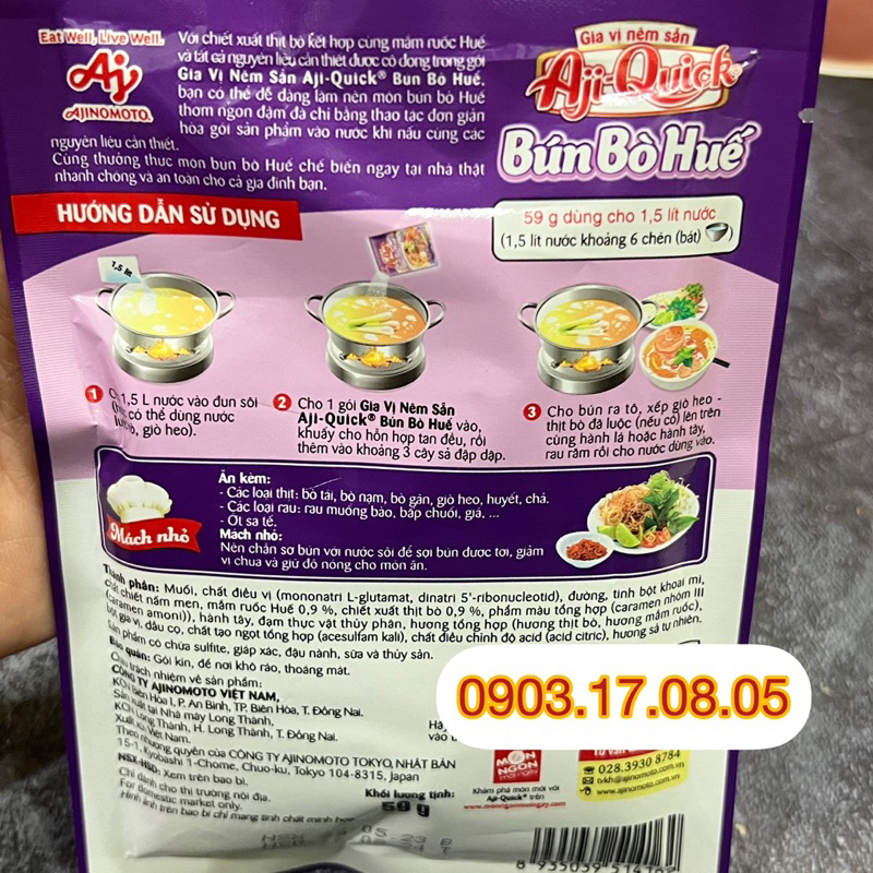 Gia vị hoàn chỉnh Bún Bò Huế Aji Quick