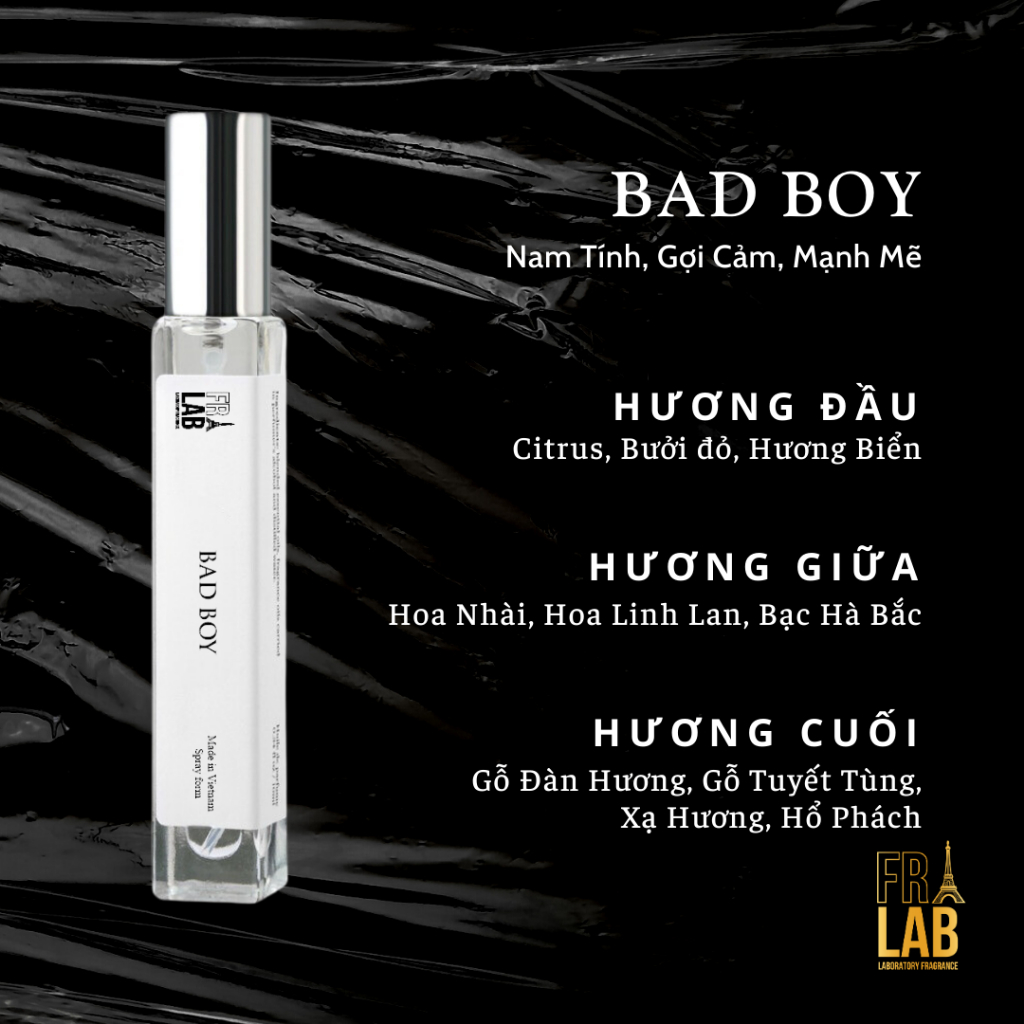 Nước Hoa Nam Fralab Bad Boy Nam Tính, Gợi Cảm, Mạnh Mẽ 10ml