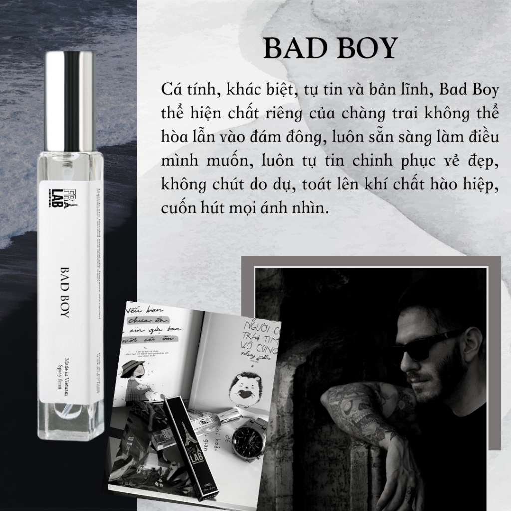 Nước Hoa Nam Fralab Bad Boy Nam Tính, Gợi Cảm, Mạnh Mẽ 10ml