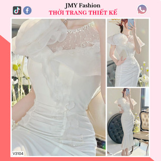 V3104 Váy body trắng dự  [Dolce Viva Colection - DVC] váy trắng đính hoa dáng ôm đuôi cá sang chảnh