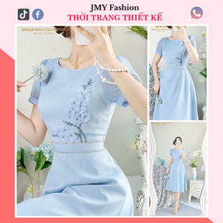 V3630 Váy voan xanh xoè tiểu thư nữ tính [Dolce Viva Colection - DVC] váy voan đính hoa nổi siêu xinh