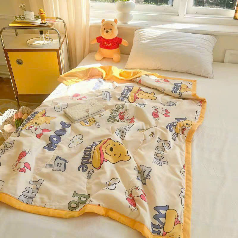 Chăn đũi cotton cho bé đắp mùa hè thu, Chăn cho bé đi học 1m1x1m5, chăn đũi trẻ em poly 2 mặt hình có trần bông mỏng