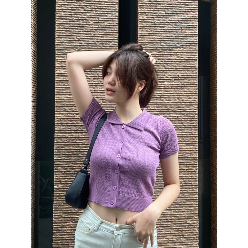Áo thun ren có cổ DA465