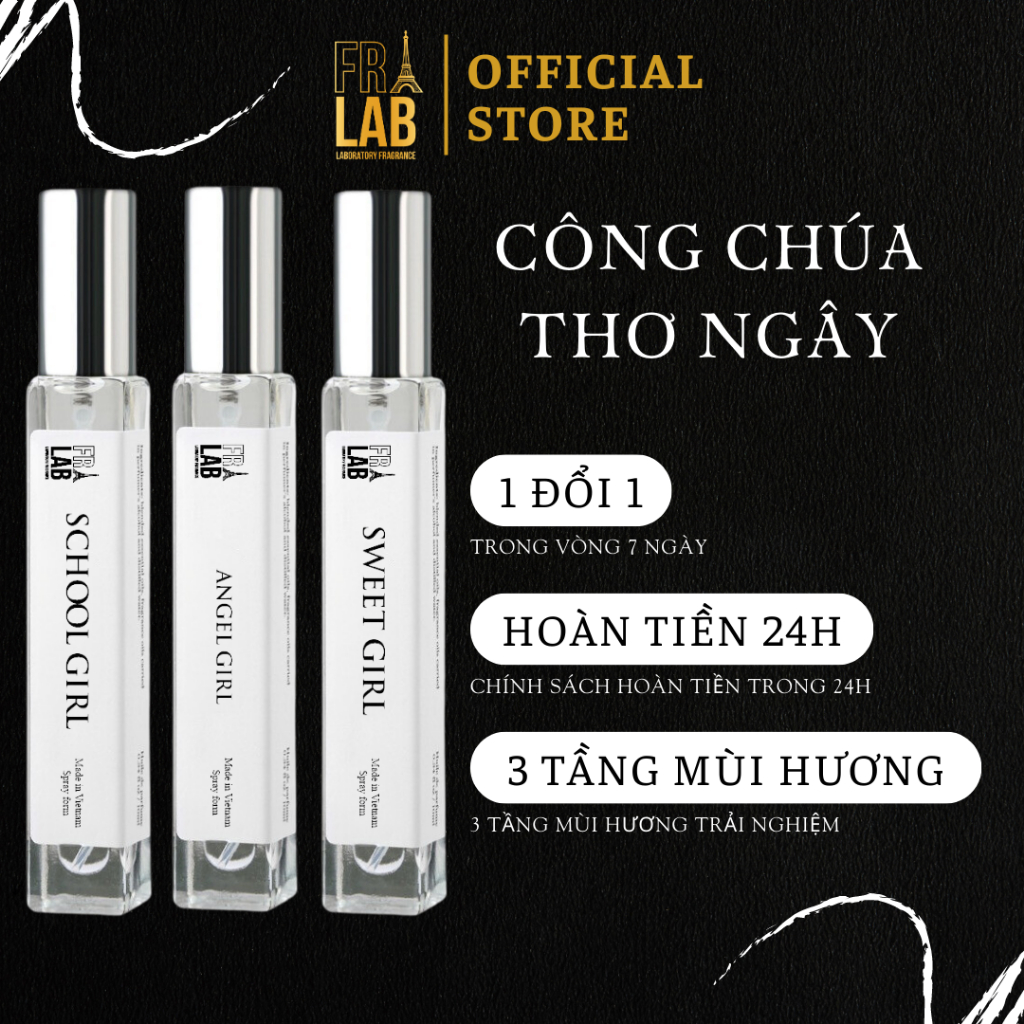 [COMBO THƠ NGÂY] Nước Hoa Nữ Fralab Angle Girl, Sweet Girl và School Girl Ngọt Ngào, Mộng Mơ, Quyến Rũ, Chai Xịt 10ml