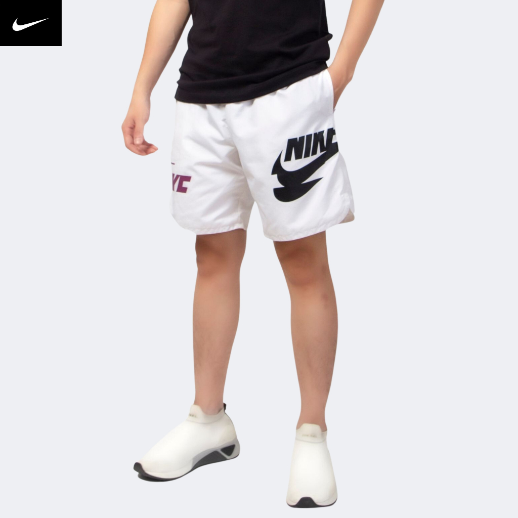 NIKE CHÍNH HÃNG - Quần ngắn thể thao nam nữ Nike Sportswear Essentials + Woven Short Authentic - White x Black x Purple