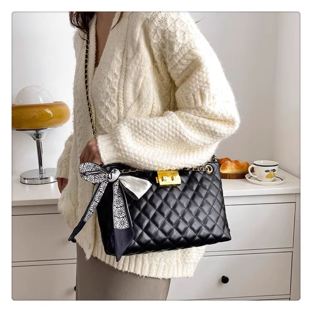 Túi xách nữ trần trám đẹp kèm nơ đi làm đi chơi da PU đeo chéo đeo vai ROSASO TX20