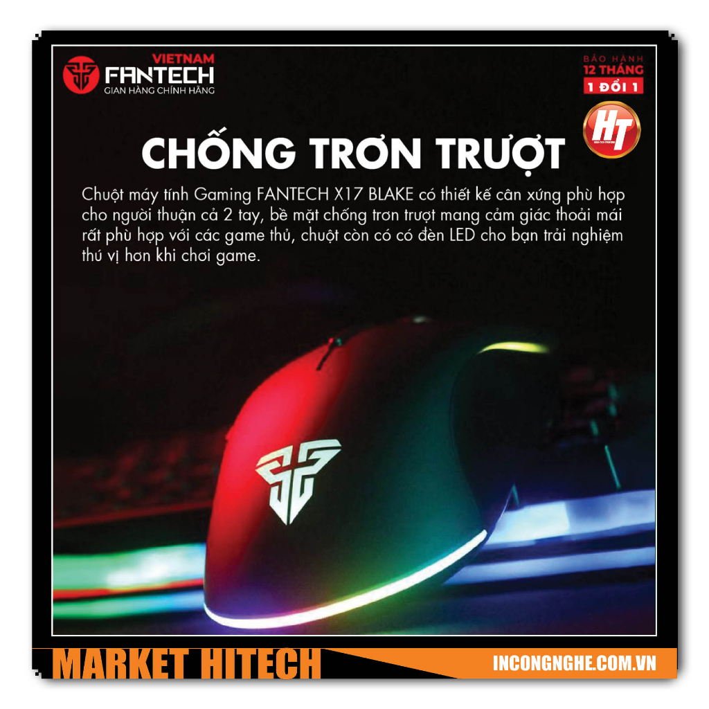 Chuột Gaming Macro FANTECH X17 BLAKE 10000 DPI LED RGB Chroma 16,8 Triệu Màu Phần Mềm Tùy Chỉnh - Hàng Chính Hãng