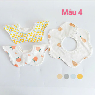 Set 3 yếm cổ tròn cánh hoa Cotton mềm mại dễ thương BABYKING cho bé