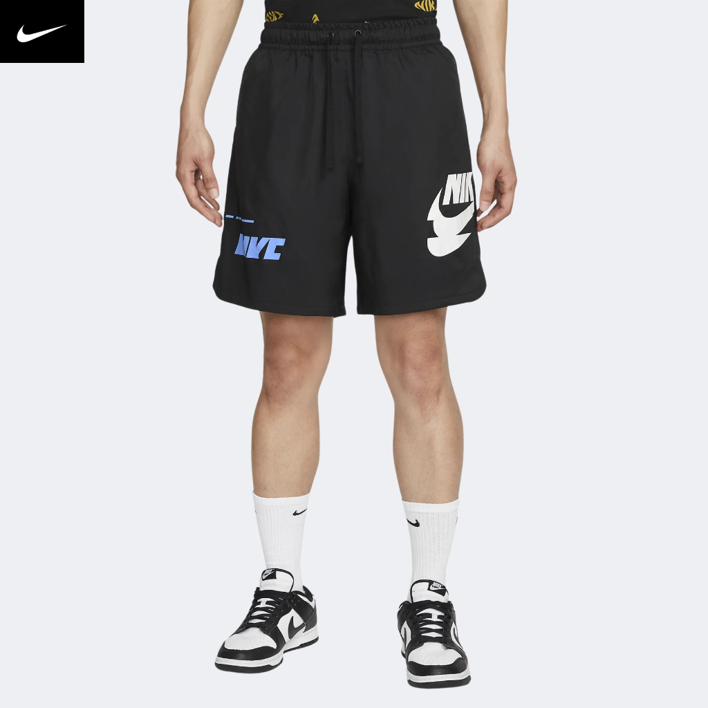 NIKE CHÍNH HÃNG - Quần ngắn thể thao nam nữ Nike Sportswear Essentials + Woven Short Authentic - Black x Blue x White