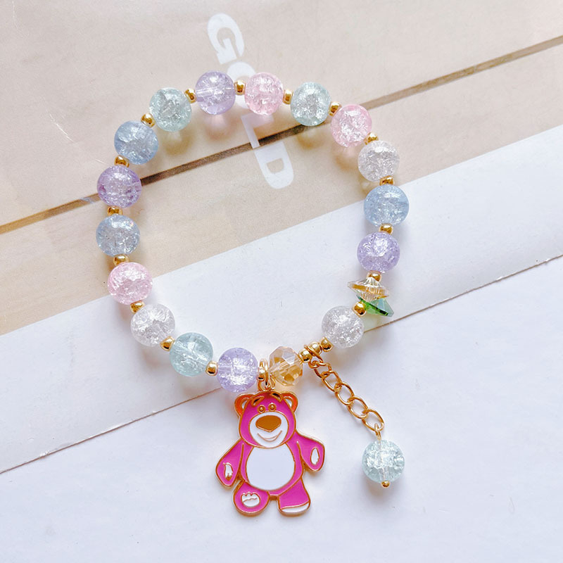 Vòng tay đá pha lê nhân tạo phối charm hoạt hình dễ thương vòng tay học sinh trẻ em
