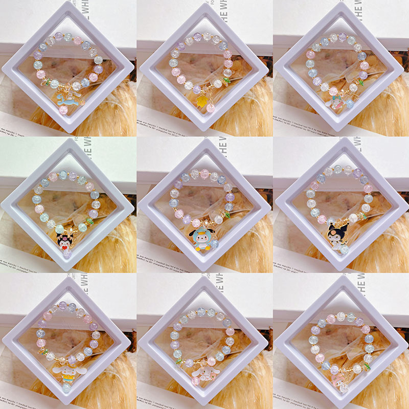 Vòng tay đá pha lê nhân tạo phối charm hoạt hình dễ thương vòng tay học sinh trẻ em