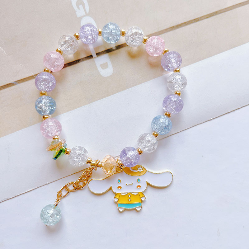 Vòng tay đá pha lê nhân tạo phối charm hoạt hình dễ thương vòng tay học sinh trẻ em