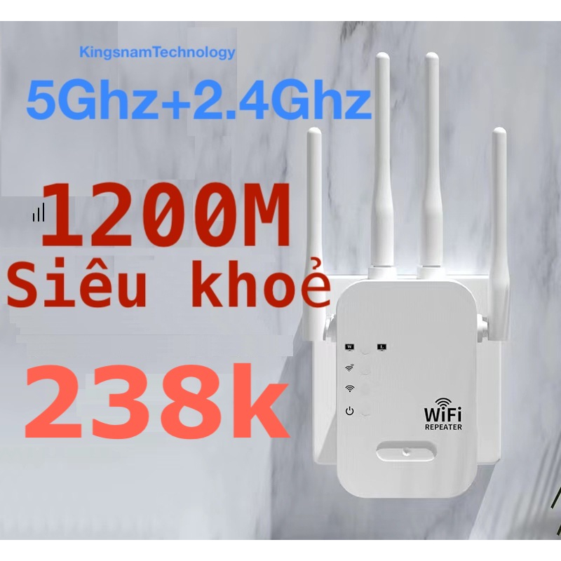 Kích Sóng Wifi 4 Râu Ăng Ten Phát Xuyên Tường Chuẩn N 1200M 300M Bộ Kích Sóng Wifi Thu Phát Mở Rộng Sóng