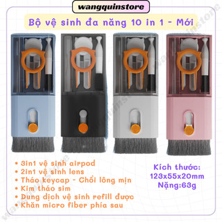 Bộ vệ sinh bàn phím laptop tai nghe airpod 10 trong 1 đa năng kèm tháo phím cơ tiện dụng làm sạch bàn phím khăn lau