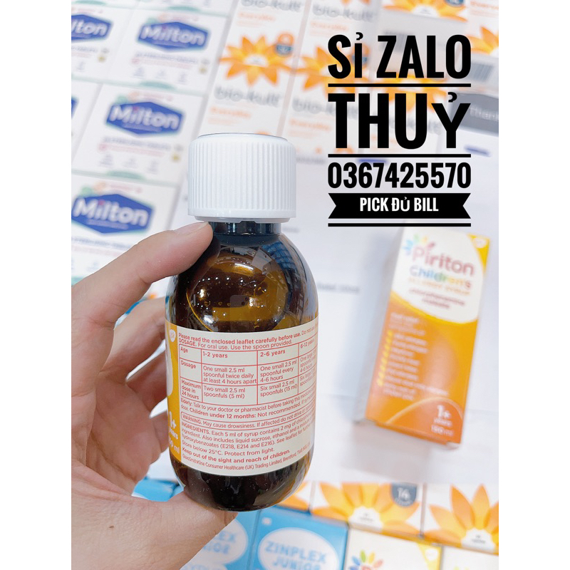 Siro dị ứng - phát ban - thuỷ đậu - chảy nước mắt - nước mũi Piriton Allergy cho bé 1y+