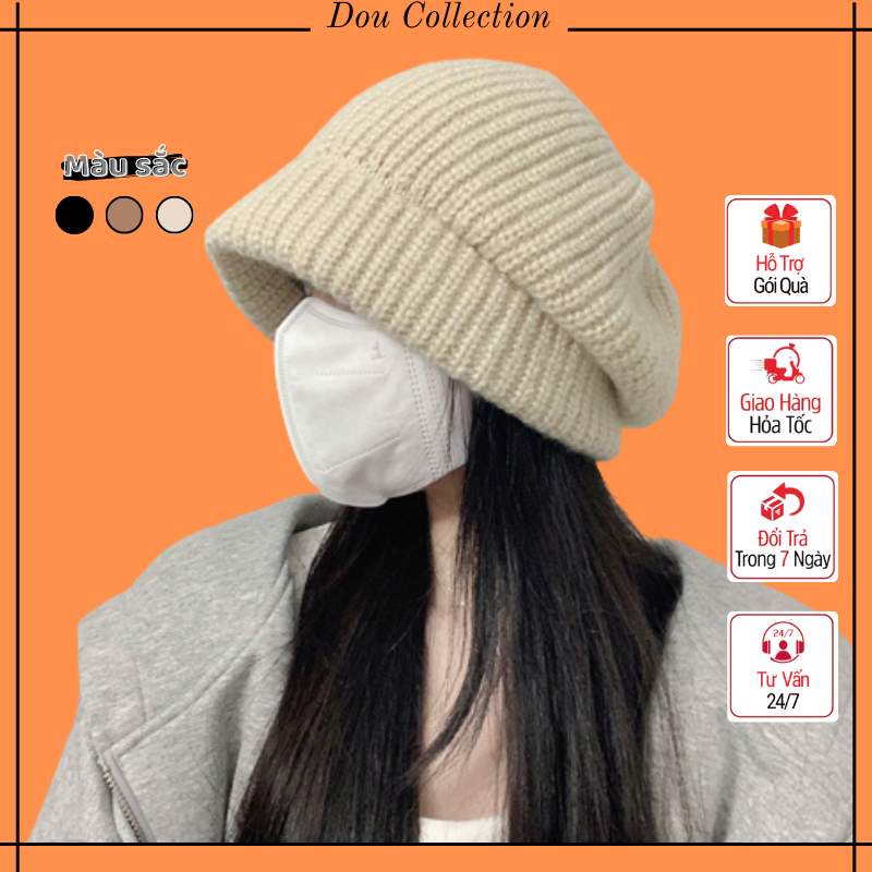 Mũ len unisex nam nữ, Nón len chất đan dày dặn hoạ tiết trơn phong cách basic thời trang thu đông - Mã NL015