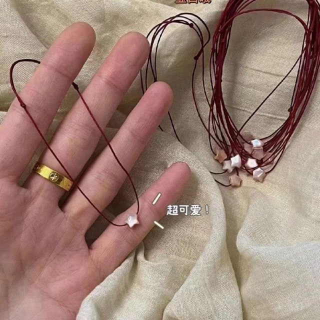 Vòng tay chỉ đỏ may mắn mix charm xà cừ