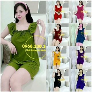 Đồ bộ mặc nhà thun lạnh đùi 2 dây dễ thương