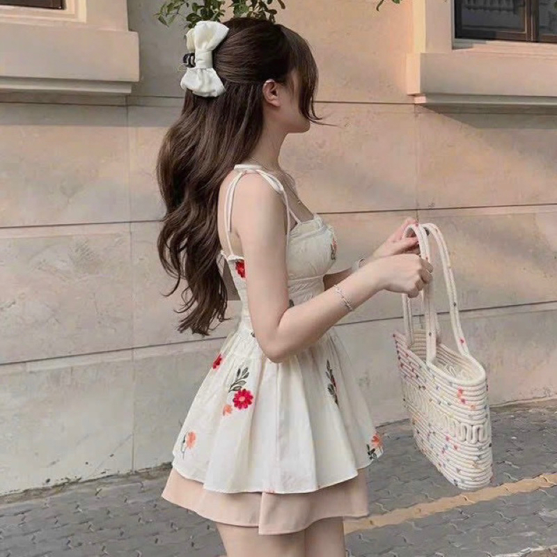 Áo 2 dây hoa nhí, Áo 2 dây hoa, áo hoa, áo dây, áo crotop